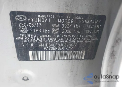 2018 Hyundai Elantra Sel z USA, uszkodzony, nr VIN KMHD84LF8JU610638
